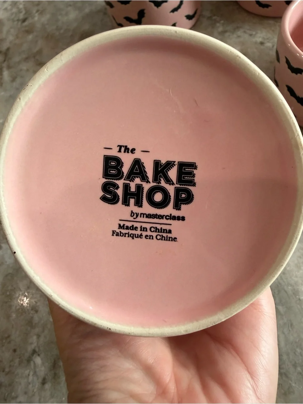 The Bake Shop Pink Black Bat Halloween Ramekins Set of 4